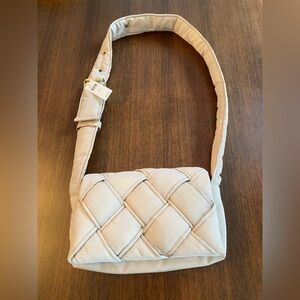 Anthropologie Padded Woven Shoulder Bag in Light Beige